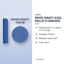 PAPEL KRAFT AZUL ROLLO 1x25M 65G  - características principales