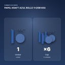 PAPEL KRAFT AZUL ROLLO 1x25M 65G  - formato de venta: caja de 6