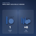 PAPEL KRAFT AZUL ROLLO 1x5M 65G - formato de venta: caja de 6