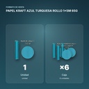PAPEL KRAFT AZUL TURQUESA ROLLO 1x5M 65G - formato de venta: caja de 6