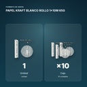 PAPEL KRAFT BLANCO ROLLO 1x10M 65G - formato de venta: caja de 10