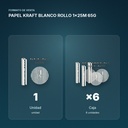 PAPEL KRAFT BLANCO ROLLO 1x25M 65G - formato de venta: caja de 6