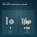 PAPEL KRAFT BLANCO ROLLO  1x3M 65G - formato de venta: caja de 30