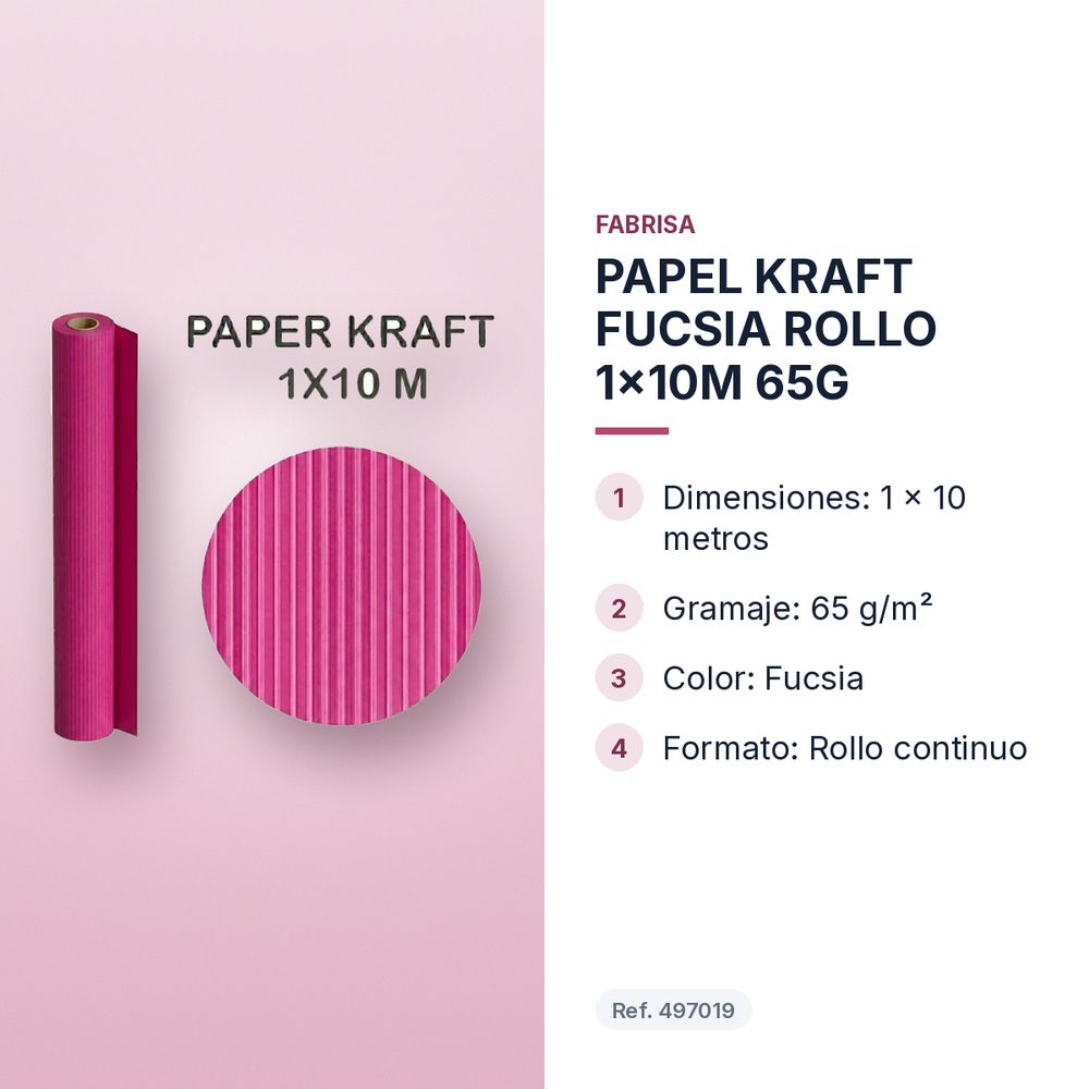 PAPEL KRAFT FUCSIA ROLLO 1x10M 65G - características principales
