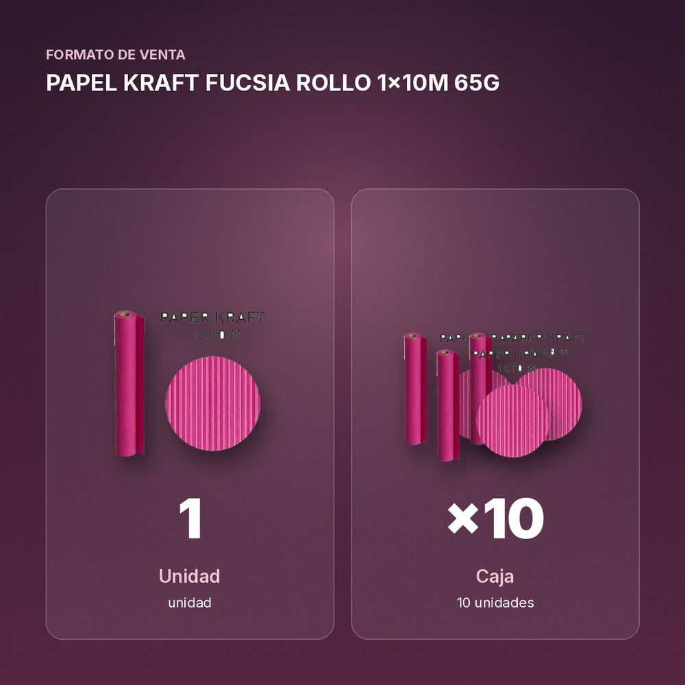 PAPEL KRAFT FUCSIA ROLLO 1x10M 65G - formato de venta: caja de 10