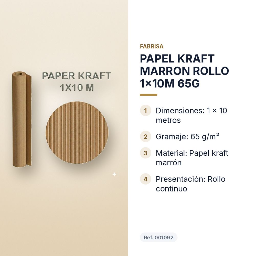 PAPEL KRAFT MARRON ROLLO 1x10M 65G - características principales