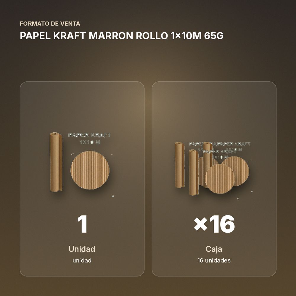 PAPEL KRAFT MARRON ROLLO 1x10M 65G - formato de venta: caja de 16