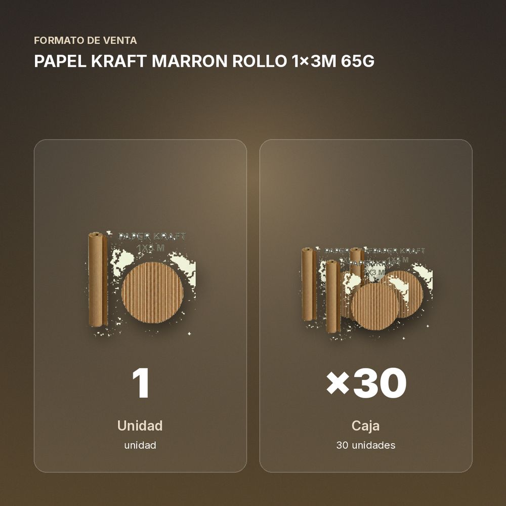 PAPEL KRAFT MARRON ROLLO 1x3M 65G - formato de venta: caja de 30