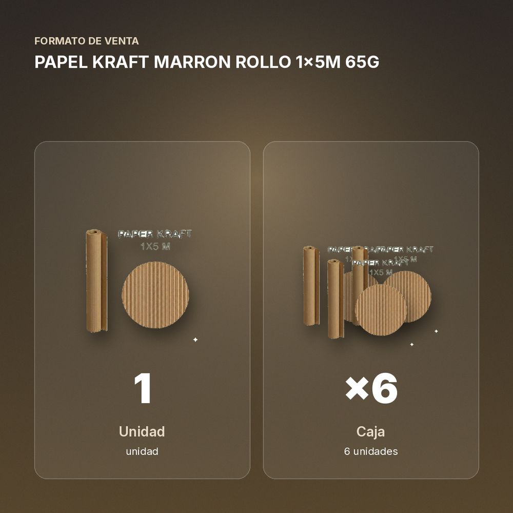 PAPEL KRAFT MARRON ROLLO 1x5M 65G  - formato de venta: caja de 6