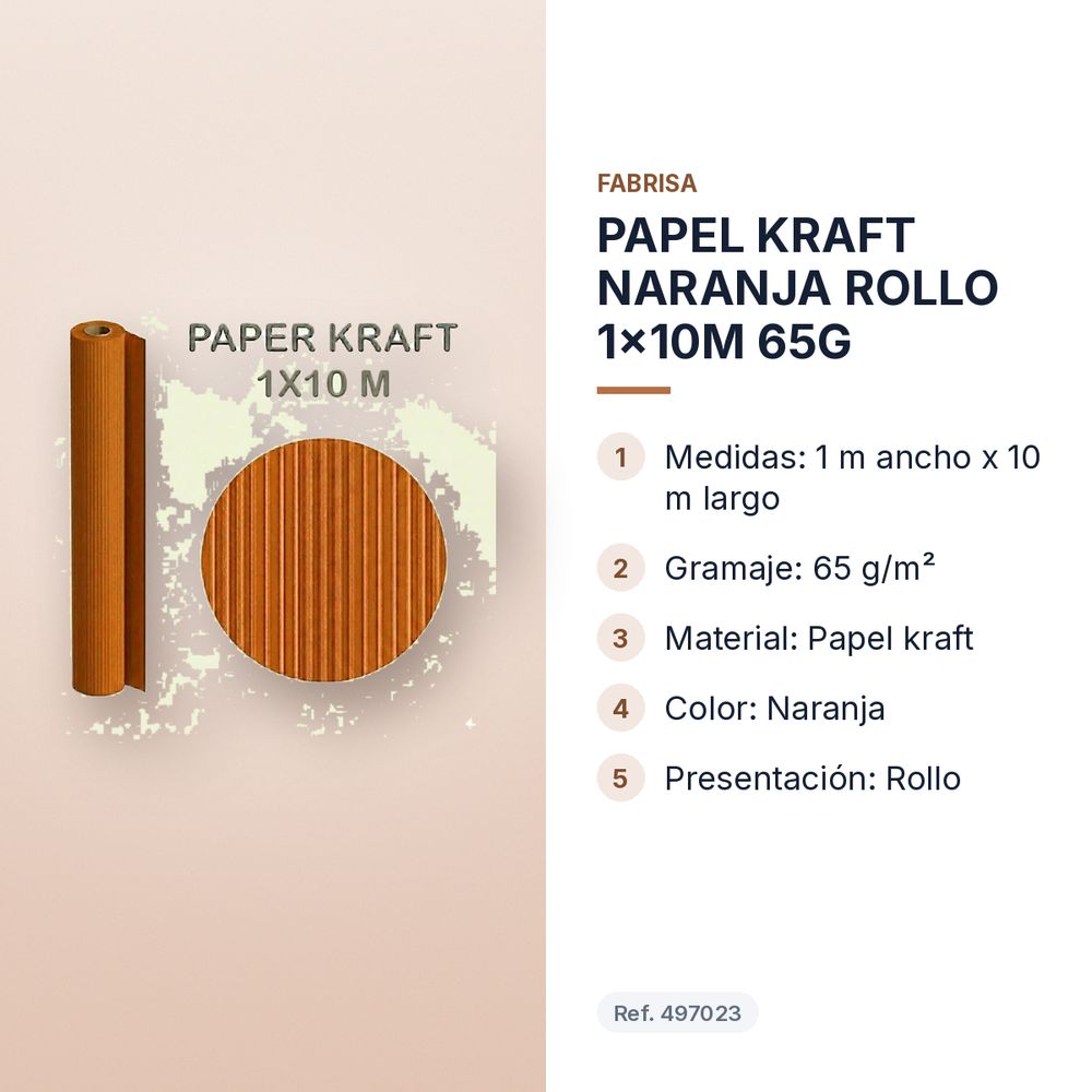 PAPEL KRAFT NARANJA ROLLO 1x10M 65G - características principales