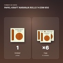 PAPEL KRAFT NARANJA ROLLO 1x25M 65G - formato de venta: caja de 6