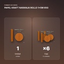 PAPEL KRAFT NARANJA ROLLO 1x5M 65G - formato de venta: caja de 6