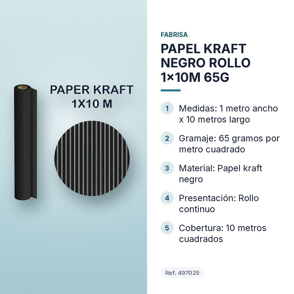 PAPEL KRAFT NEGRO ROLLO 1x10M 65G - características principales