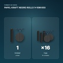 PAPEL KRAFT NEGRO ROLLO 1x10M 65G - formato de venta: caja de 16