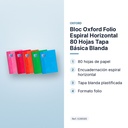 BLOC OXFORD FOLIO ESPIRAL HORIZONTAL 80 HOJAS TAPA BÁSICA BLANDA - características principales