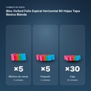 BLOC OXFORD FOLIO ESPIRAL HORIZONTAL 80 HOJAS TAPA BÁSICA BLANDA - formato de venta: paquete de 5, caja de 30, palé de 900