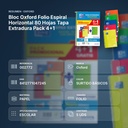 BLOC OXFORD FOLIO ESPIRAL HORIZONTAL 80 HOJAS TAPA EXTRADURA PACK 4+1 - resumen de atributos