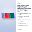 BLOC OXFORD FOLIO ESPIRAL RAYADO HORIZONTAL 80 HOJAS 90 G/M² TAPA EXTRADURA - características principales