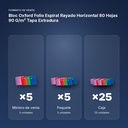 BLOC OXFORD FOLIO ESPIRAL RAYADO HORIZONTAL 80 HOJAS 90 G/M² TAPA EXTRADURA - formato de venta: paquete de 5, caja de 25, palé de 750
