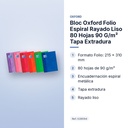 BLOC OXFORD FOLIO ESPIRAL RAYADO LISO 80 HOJAS 90 G/M² TAPA EXTRADURA - características principales