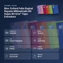 BLOC OXFORD FOLIO ESPIRAL RAYADO MILIMETRADO 80 HOJAS 90 G/M² TAPA EXTRADURA - resumen de atributos