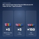 BLOC OXFORD FOLIO ESPIRAL RAYADO MILIMETRADO 80 HOJAS 90 G/M² TAPA EXTRADURA - formato de venta: caja de 5, palé de 150