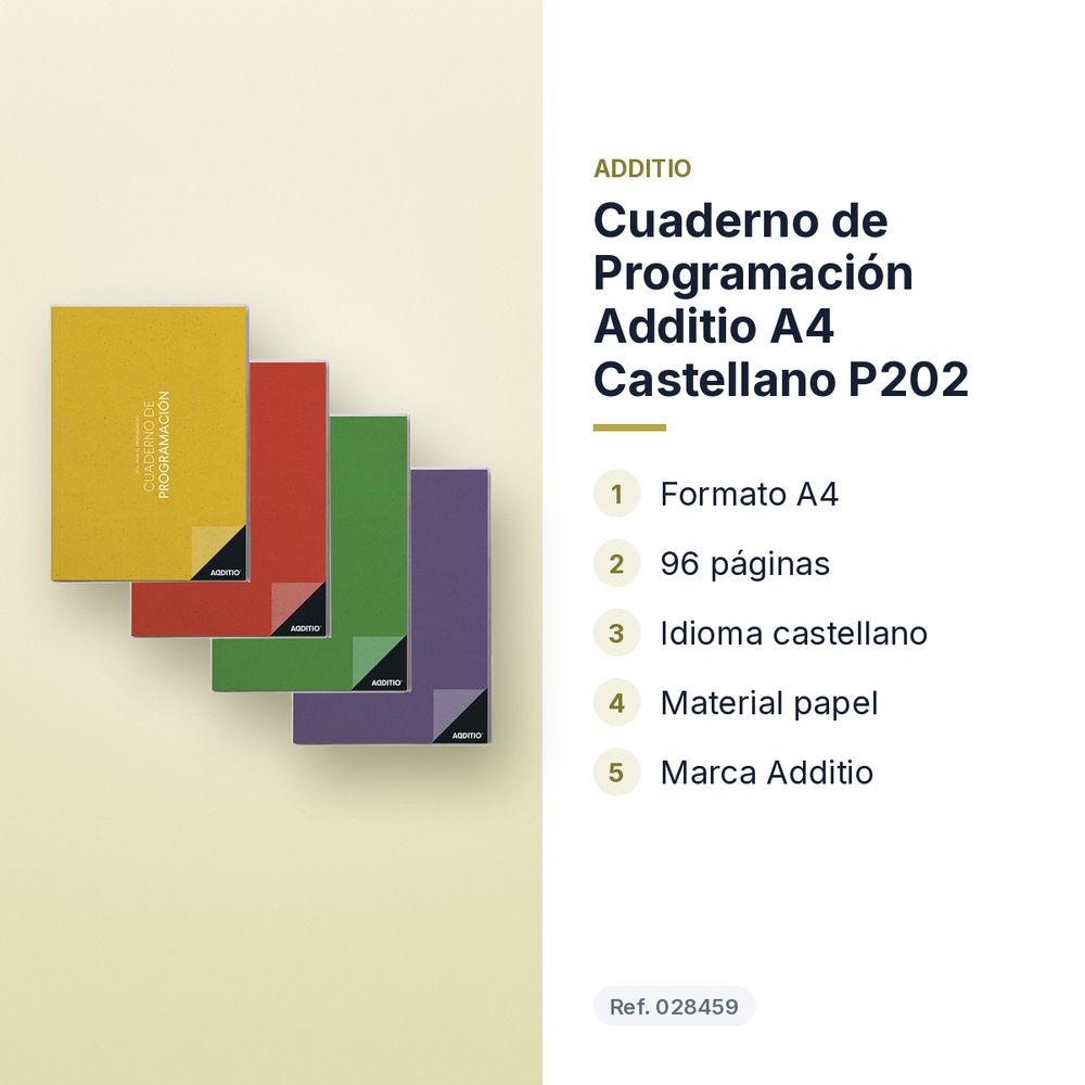 CUADERNO DE PROGRAMACIÓN ADDITIO A4 CASTELLANO P202 - características principales