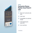 CARTUCHO PLUMA PARKER AZUL PACK 5 UDS  - características principales