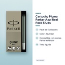 CARTUCHO PLUMA PARKER AZUL REAL PACK 5 UDS  - características principales