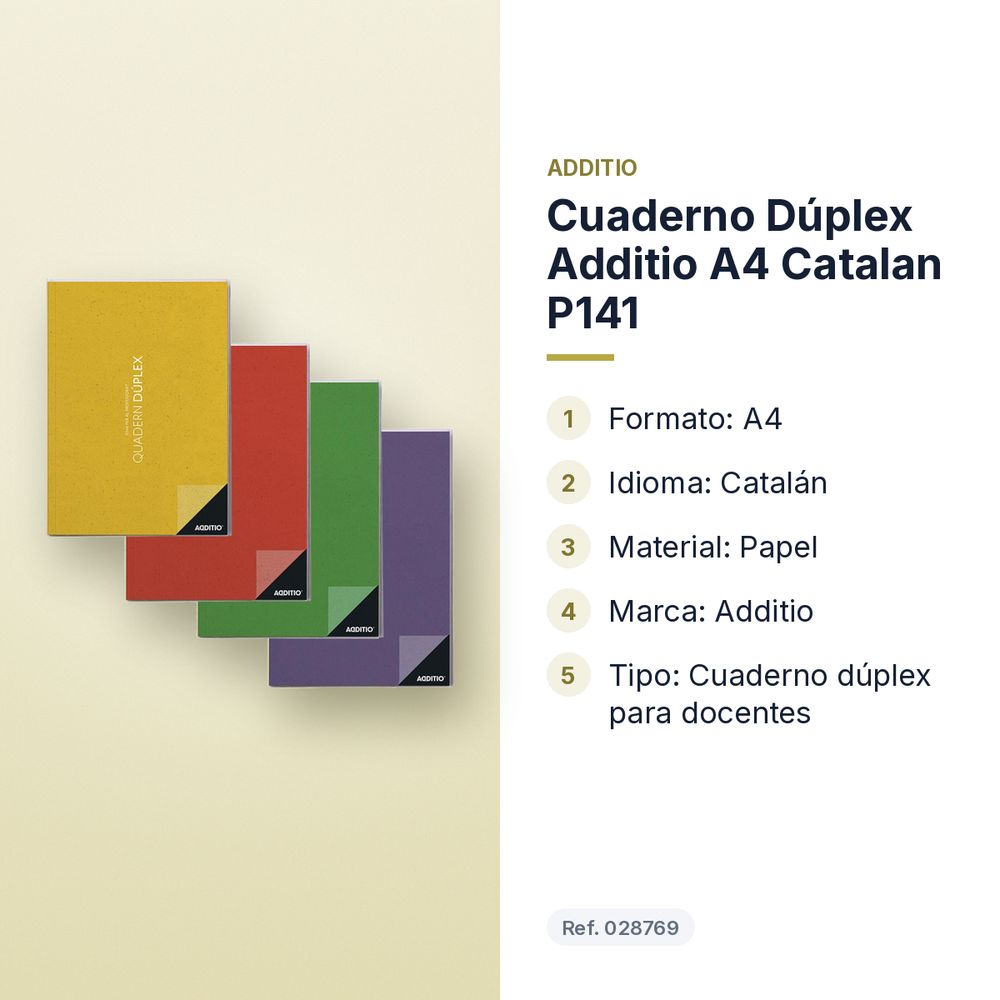 CUADERNO DÚPLEX ADDITIO A4 CATALAN P141 - características principales