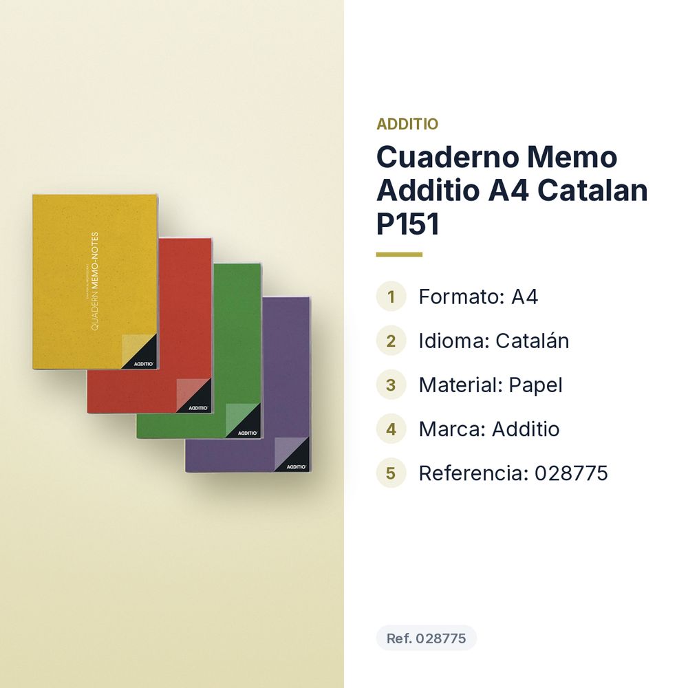 CUADERNO MEMO ADDITIO A4 CATALAN P151 - características principales