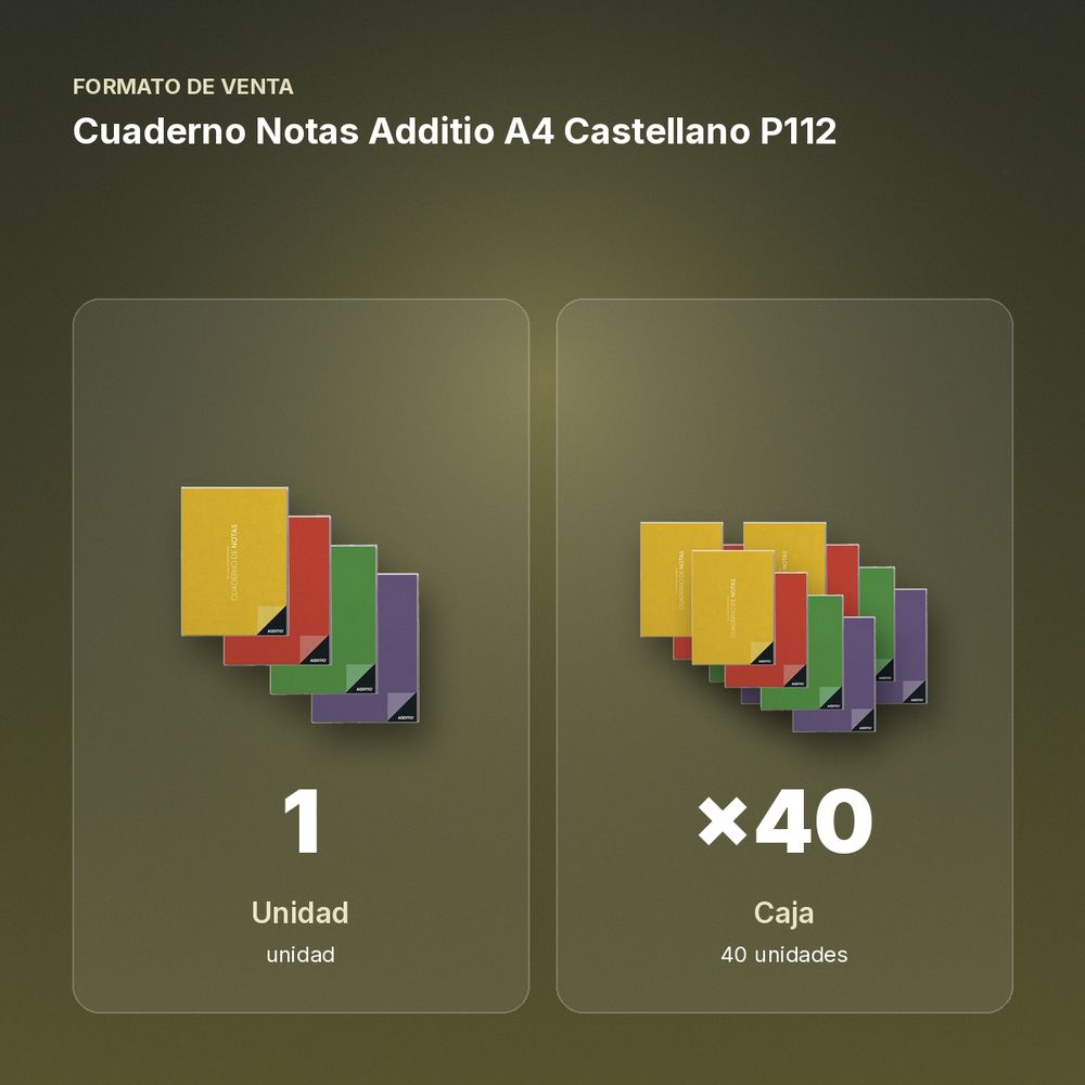 CUADERNO NOTAS ADDITIO A4 CASTELLANO P112 - formato de venta: caja de 40