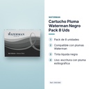 CARTUCHO PLUMA WATERMAN NEGRO PACK 8 UDS  - características principales