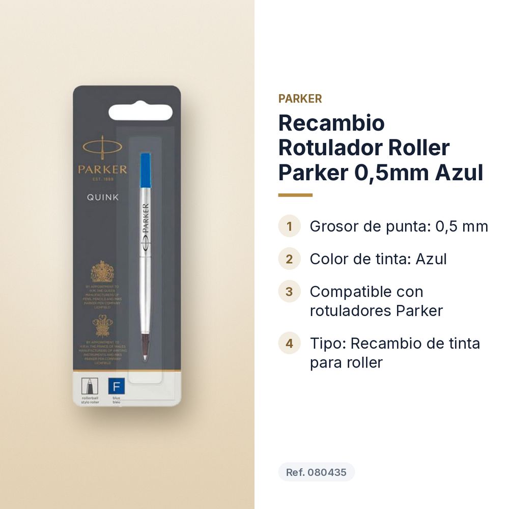RECAMBIO  ROTULADOR ROLLER PARKER 0,5MM AZUL - características principales