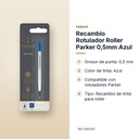 RECAMBIO  ROTULADOR ROLLER PARKER 0,5MM AZUL - características principales