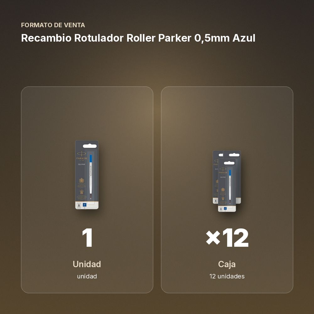 RECAMBIO  ROTULADOR ROLLER PARKER 0,5MM AZUL - formato de venta: caja de 12