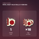 PAPEL KRAFT ROJO ROLLO 1x10M 65G - formato de venta: caja de 16
