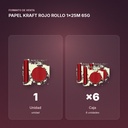 PAPEL KRAFT ROJO ROLLO 1x25M 65G - formato de venta: caja de 6