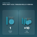 PAPEL KRAFT AZUL TURQUESA ROLLO 1x10M 65G - formato de venta: caja de 10