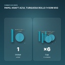 PAPEL KRAFT AZUL TURQUESA ROLLO 1x50M 65G - formato de venta: caja de 6