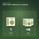 PAPEL KRAFT VERDE ROLLO 1x25M 65G - formato de venta: caja de 6