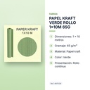 PAPEL KRAFT VERDE ROLLO 1x10M 65G - características principales