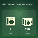 PAPEL KRAFT VERDE OSCURO ROLLO 1x10M 65G - formato de venta: caja de 16