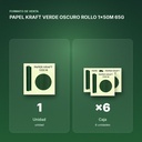 PAPEL KRAFT VERDE OSCURO ROLLO 1x50M 65G - formato de venta: caja de 6