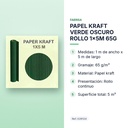 PAPEL KRAFT VERDE OSCURO ROLLO 1x5M 65G - características principales