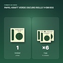 PAPEL KRAFT VERDE OSCURO ROLLO 1x5M 65G - formato de venta: caja de 6