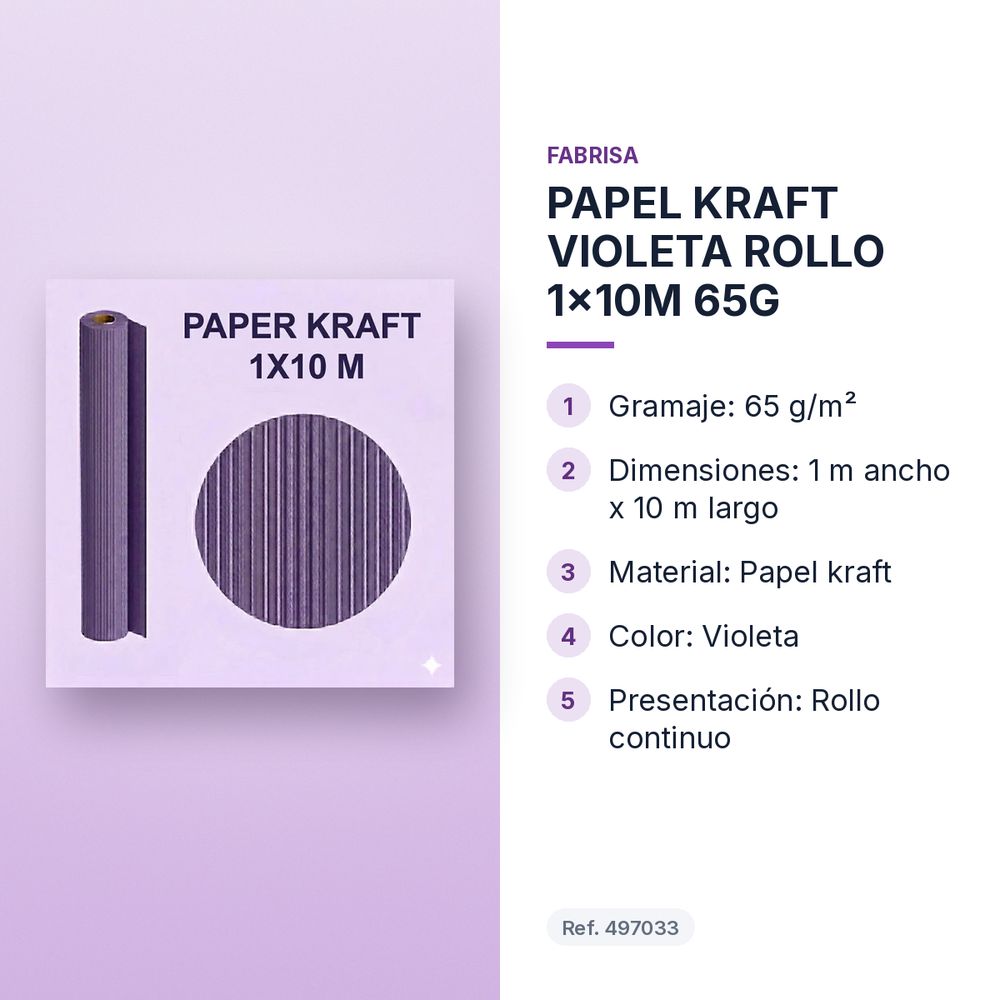 PAPEL KRAFT VIOLETA ROLLO 1x10M 65G - características principales