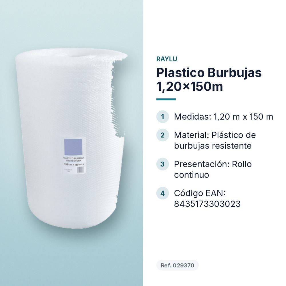 PLASTICO BURBUJAS 1,20X150M - características principales
