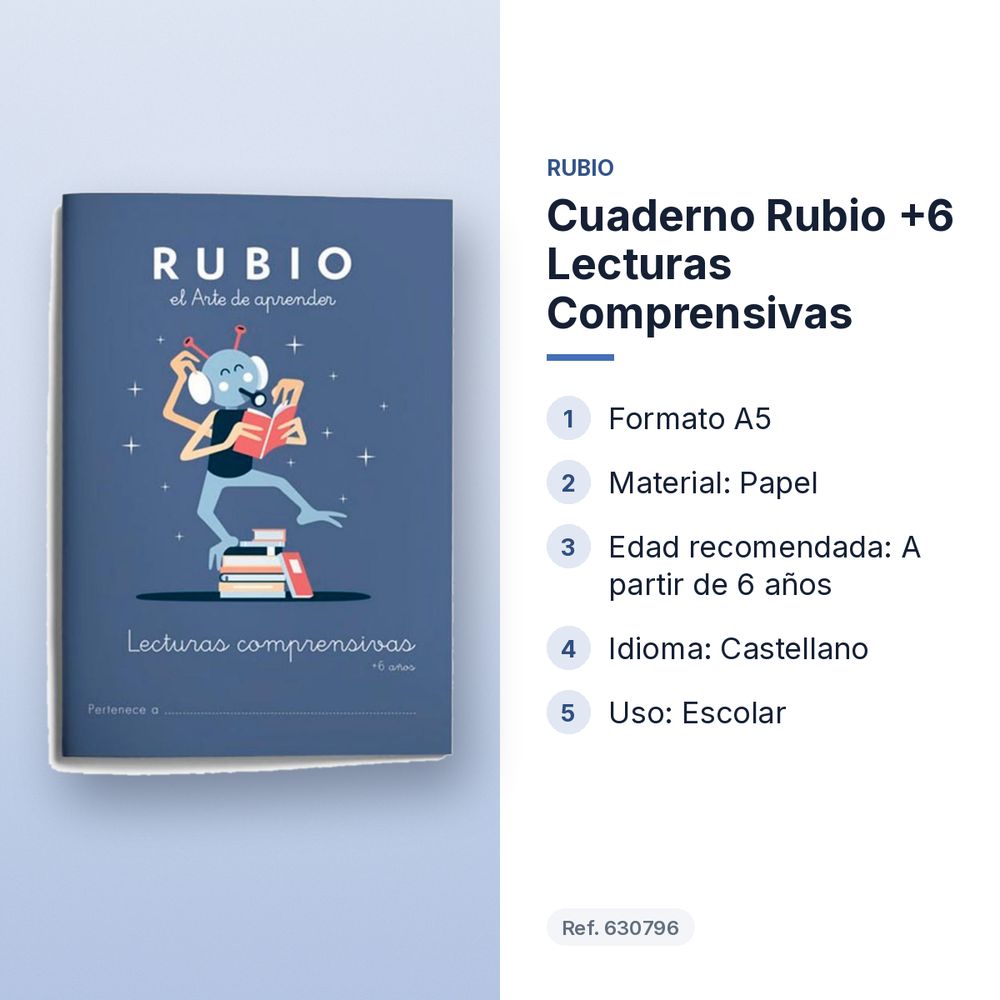 CUADERNO RUBIO +6 LECTURAS COMPRENSIVAS - características principales