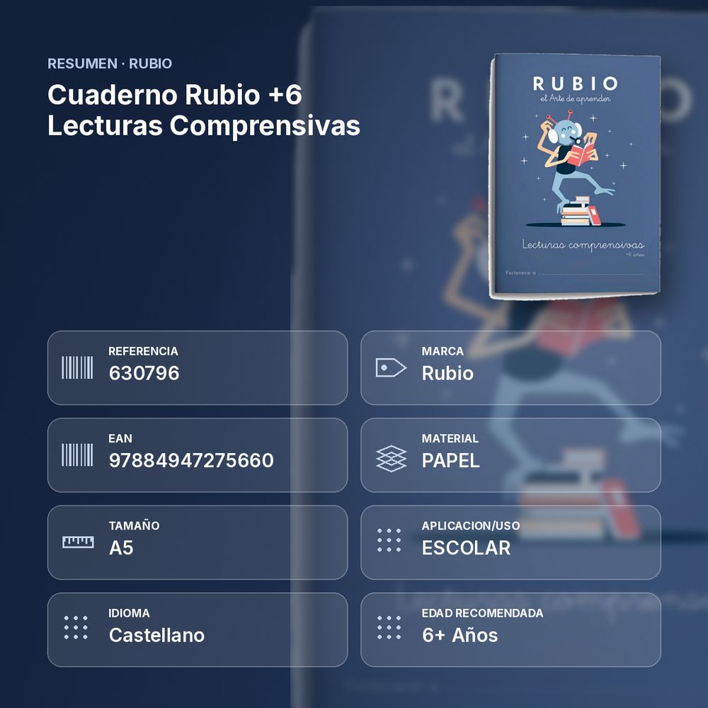 CUADERNO RUBIO +6 LECTURAS COMPRENSIVAS - resumen de atributos